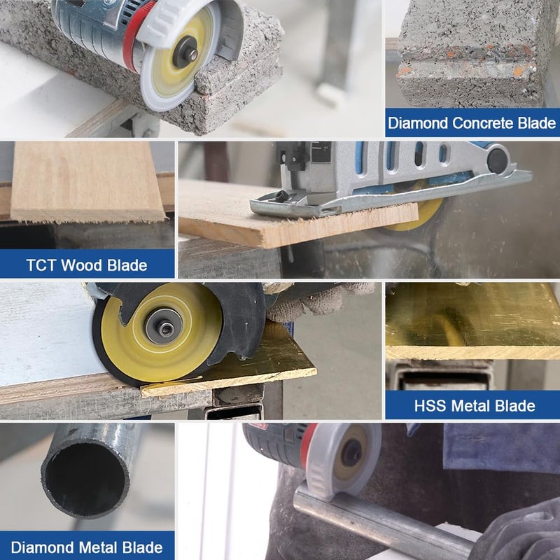 HIGHDRIL 3" 75mm Circular Saw Blade Set 4pcs - Diamond/HSS/TCT Cutting Disc for Angle Grinder Cutting Soft Metal Copper Aluminum Granite Tile Plastic Wood - Image 4